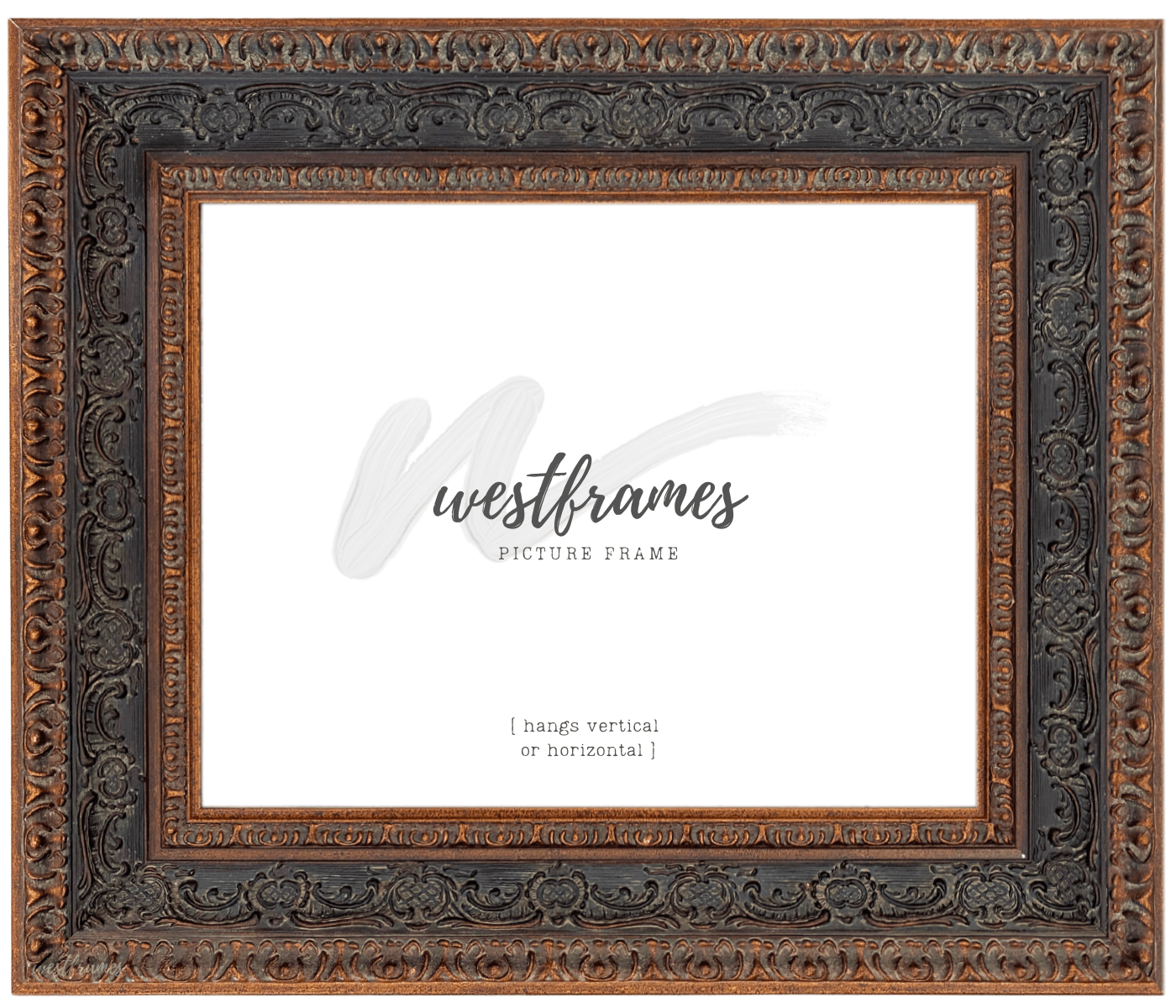 Parisienne French Ornate Embossed Wood Picture Frame Antique Bronze Black Patina - West Frames