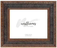 Parisienne French Ornate Embossed Wood Picture Frame Antique Bronze Black Patina - West Frames