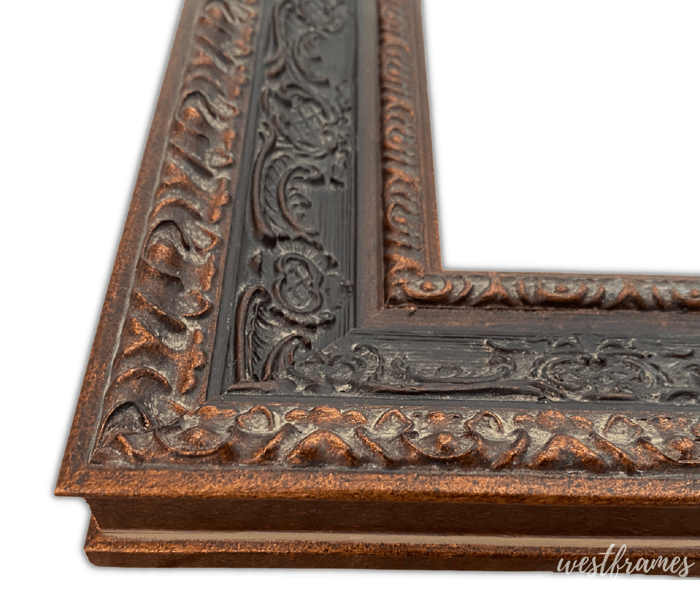 Parisienne French Ornate Embossed Wood Picture Frame Antique Bronze Black Patina - West Frames