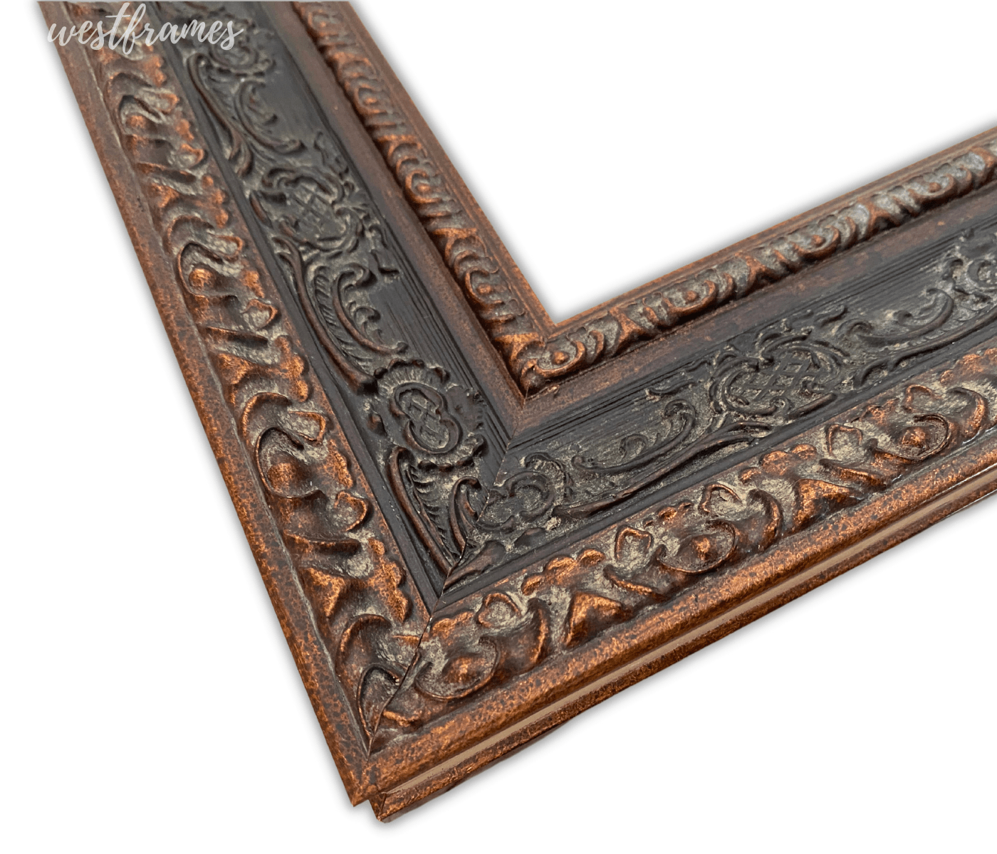 Parisienne French Ornate Embossed Wood Picture Frame Antique Bronze Black Patina - West Frames