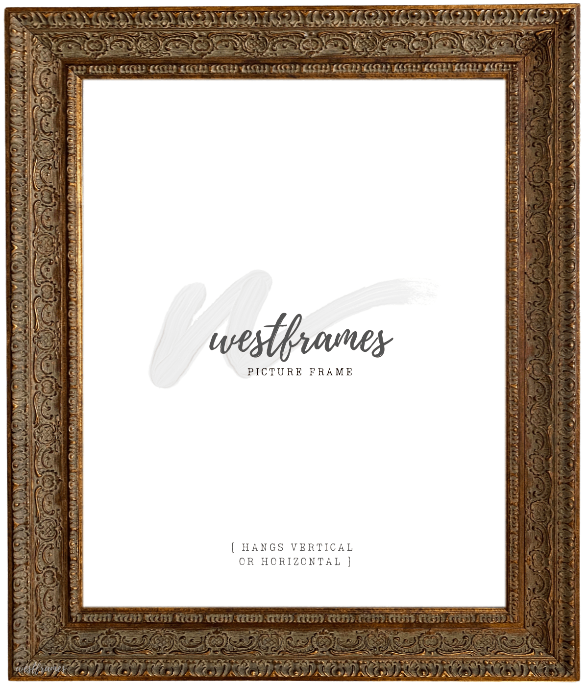 Parisienne French Ornate Embossed Wood Picture Frame Antique Gold Patina Finish - West Frames
