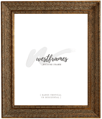 Parisienne French Ornate Embossed Wood Picture Frame Antique Gold Patina Finish - West Frames