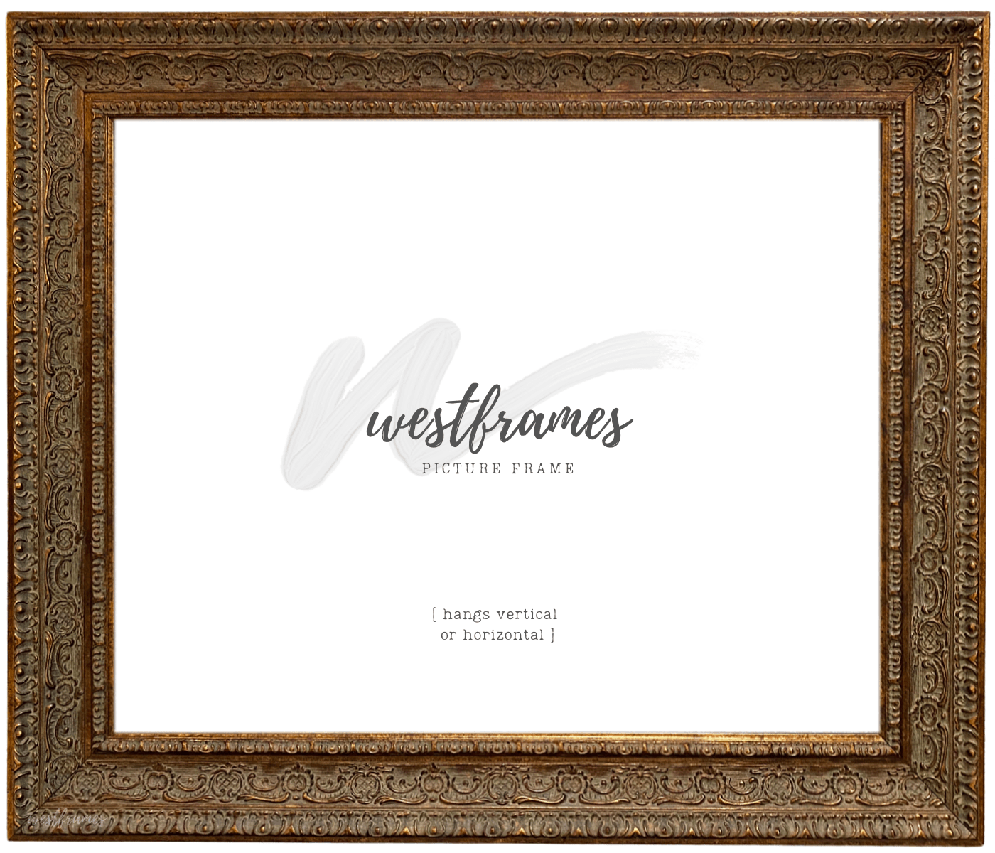 Parisienne French Ornate Embossed Wood Picture Frame Antique Gold Patina Finish - West Frames