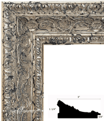 Parisienne French Ornate Embossed Wood Picture Frame Antique Silver Gold Patina Finish - West Frames