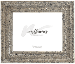 Parisienne French Ornate Embossed Wood Picture Frame Antique Silver Gold Patina Finish - West Frames