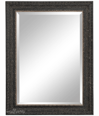 Parisienne Ornate Wood Framed Wall Mirror Antique Black Patina Finish - West Frames