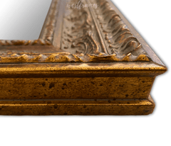 Parisienne Ornate Wood Framed Wall Mirror Antique Gold Patina Finish - West Frames