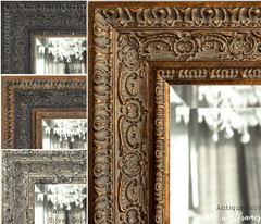 Parisienne Ornate Wood Framed Wall Mirror Antique Gold Patina Finish - West Frames