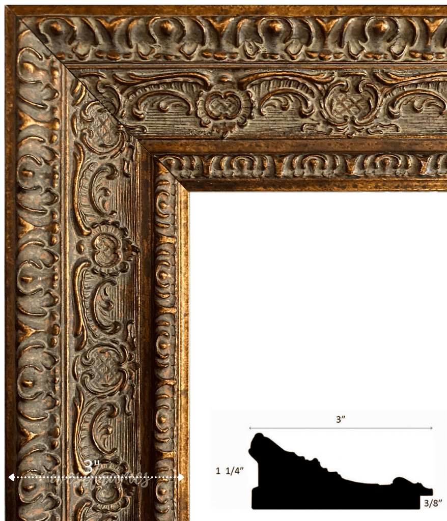 French wooden picture frame, Russet gold colour, Vintage outlets 1900s, French country house style