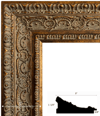 Parisienne French Ornate Embossed Wood Picture Frame Antique Gold Patina Finish - West Frames