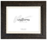 Marcello Rustic Distressed Dark Charcoal Brown with Linen Liner Wall Picture Frame - West Frames