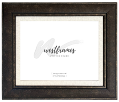 Marcello Rustic Distressed Dark Charcoal Brown with Linen Liner Wall Picture Frame - West Frames