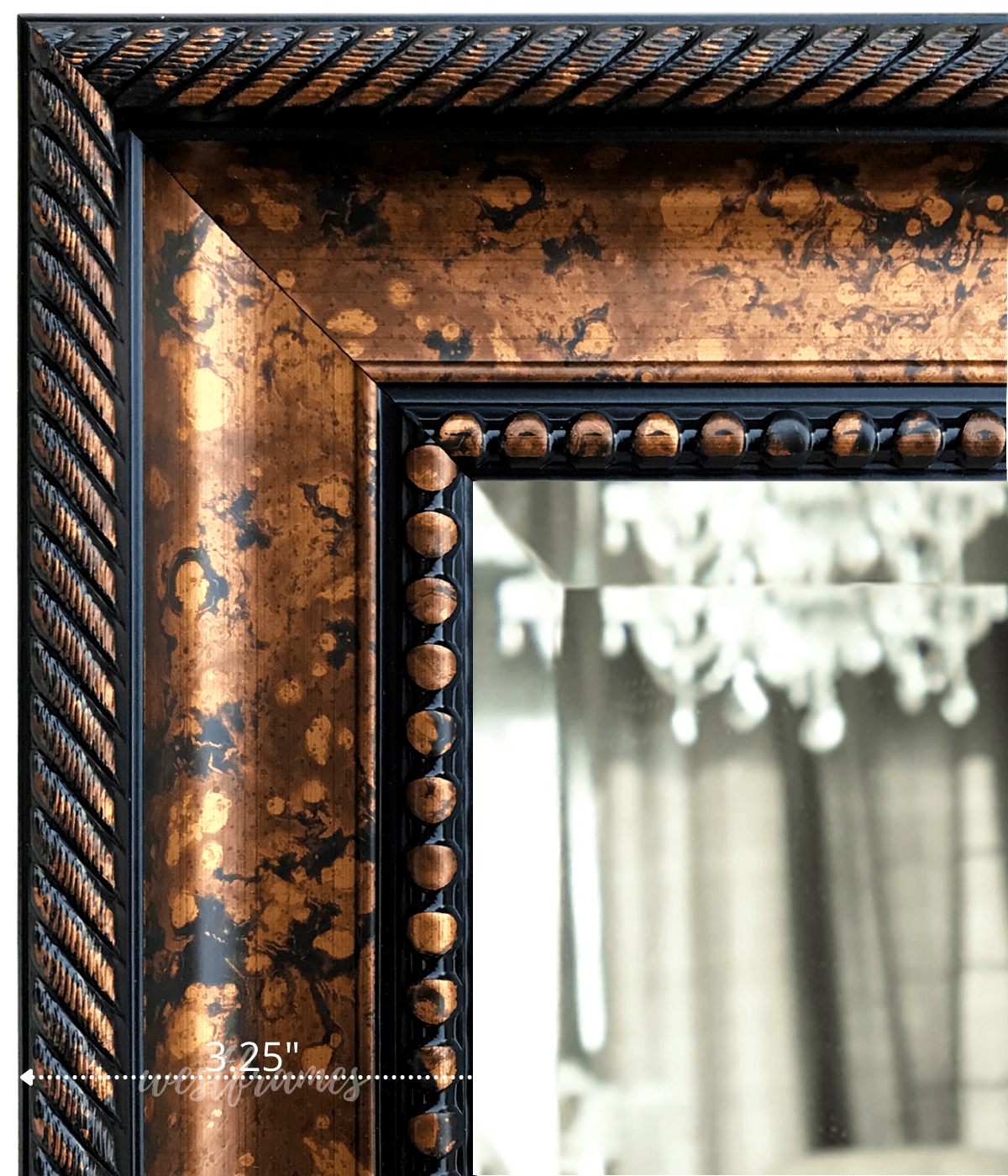 Santino Aged Bronze Black Accent Framed Wall Mirror - West Frames