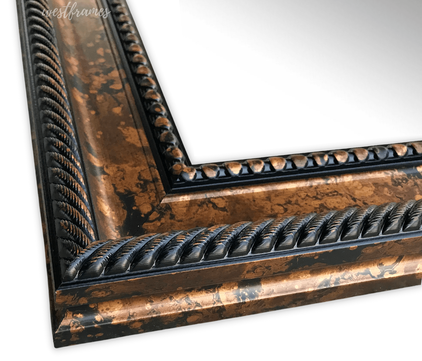 Santino Aged Bronze Black Accent Framed Wall Mirror - West Frames