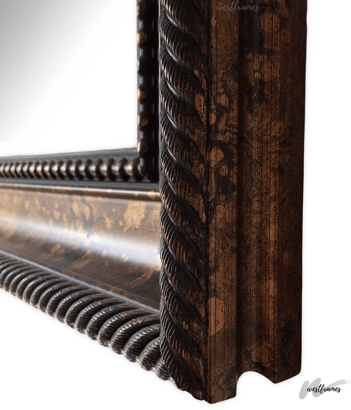 Santino Aged Bronze Black Accent Framed Wall Mirror - West Frames