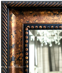 Santino Aged Bronze Black Accent Framed Wall Mirror - West Frames