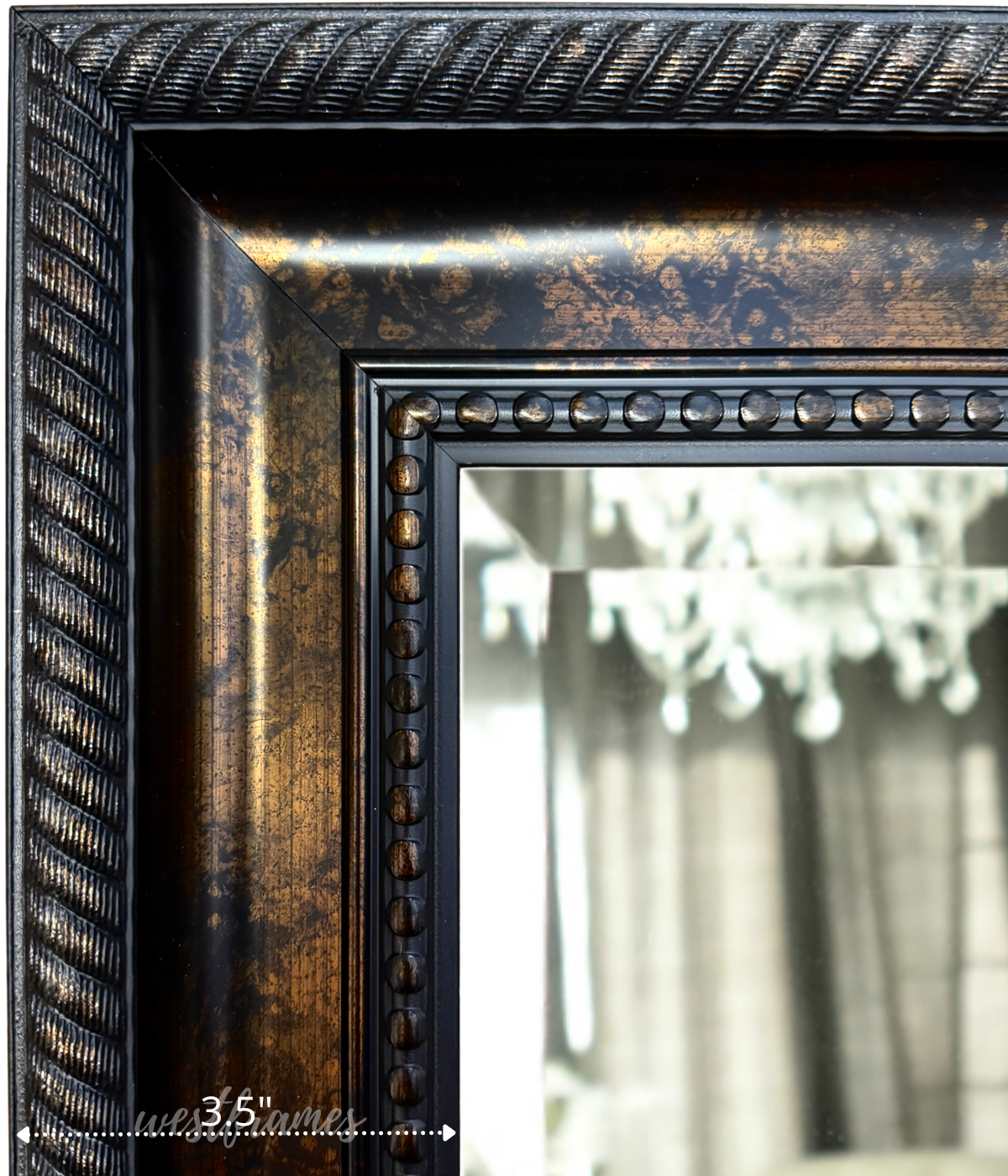 Santino Black Copper Beaded Edge Decorative Wall Mirror