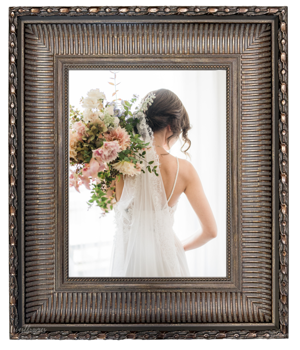 Vera Museum Gallery Ornate Beaded Antique Copper Brown Picture Frame - West Frames