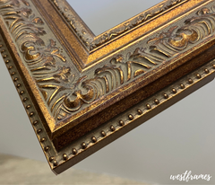 Victoria French Ornate Embossed Antique Gold Framed Wood Wall Mirror - West Frames