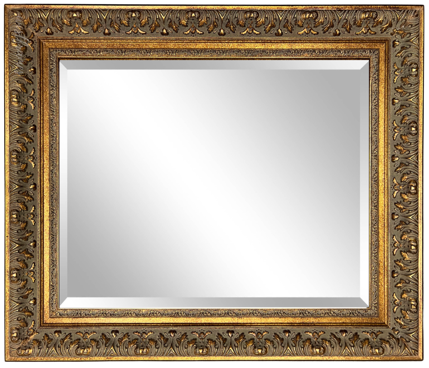 Victoria French Ornate Embossed Antique Gold Framed Wood Wall Mirror - West Frames