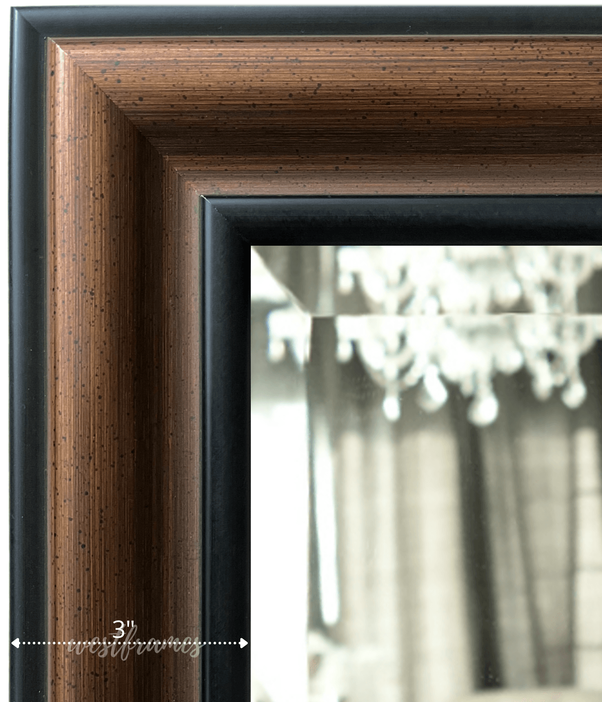 Vienna Rustic Vintage Bronze Black Trim Finish Traditional Style Wood Framed Wall Mirror - West Frames