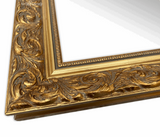 Bella French Ornate Embossed Framed Wall Mirror Antique Gold Finish - West Frames