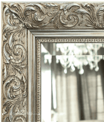 Bella French Ornate Embossed Framed Wall Mirror Antique Silver Gold Finish - West Frames