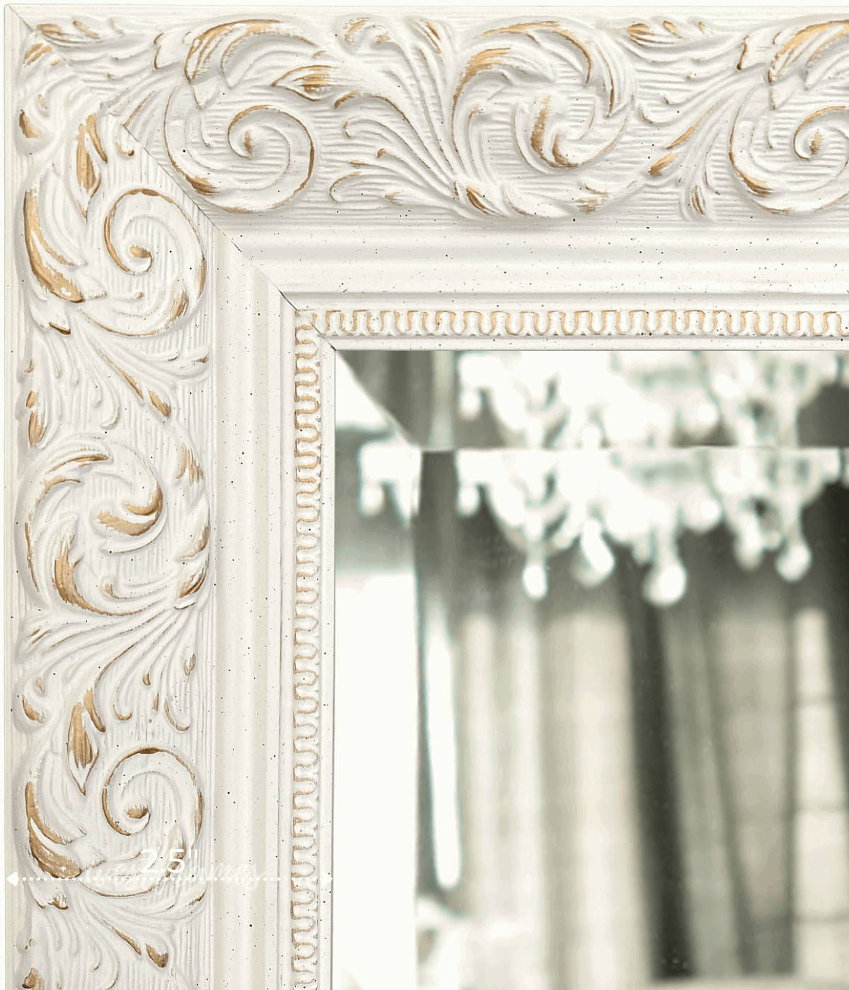 Bella French Ornate Embossed Framed Wall Mirror Antique White - West Frames