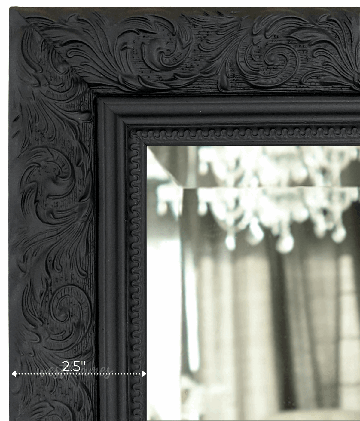 Bella French Ornate Embossed Framed Wall Mirror Vintage Black - West Frames