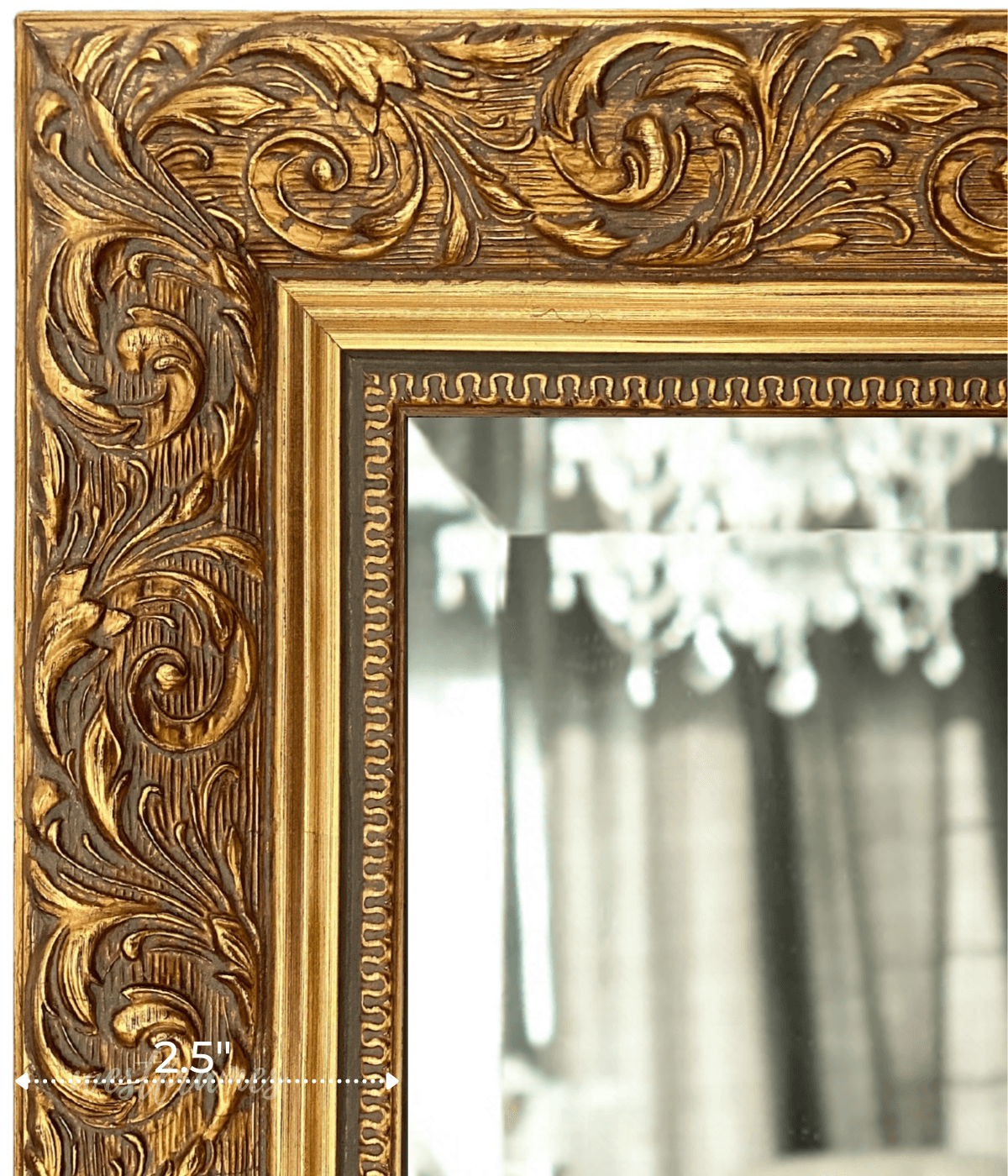 Bella French Ornate Embossed Wood Antique Gold Framed Leaner Floor Mirror - West Frames