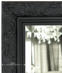Bella French Ornate Embossed Wood Framed Floor Mirror Vintage Black - West Frames