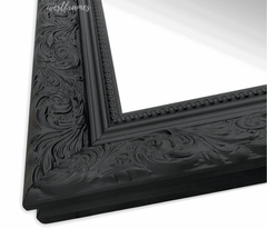 Bella French Ornate Embossed Wood Framed Floor Mirror Vintage Black - West Frames