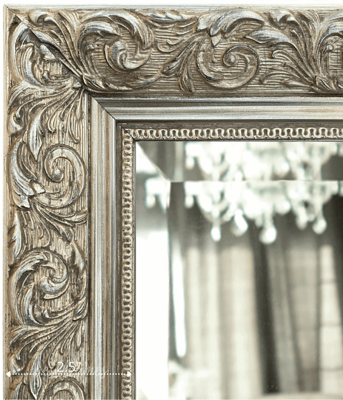 Bella French Ornate Embossed Wood Silver Gold Framed Leaner Floor Mirror - West Frames