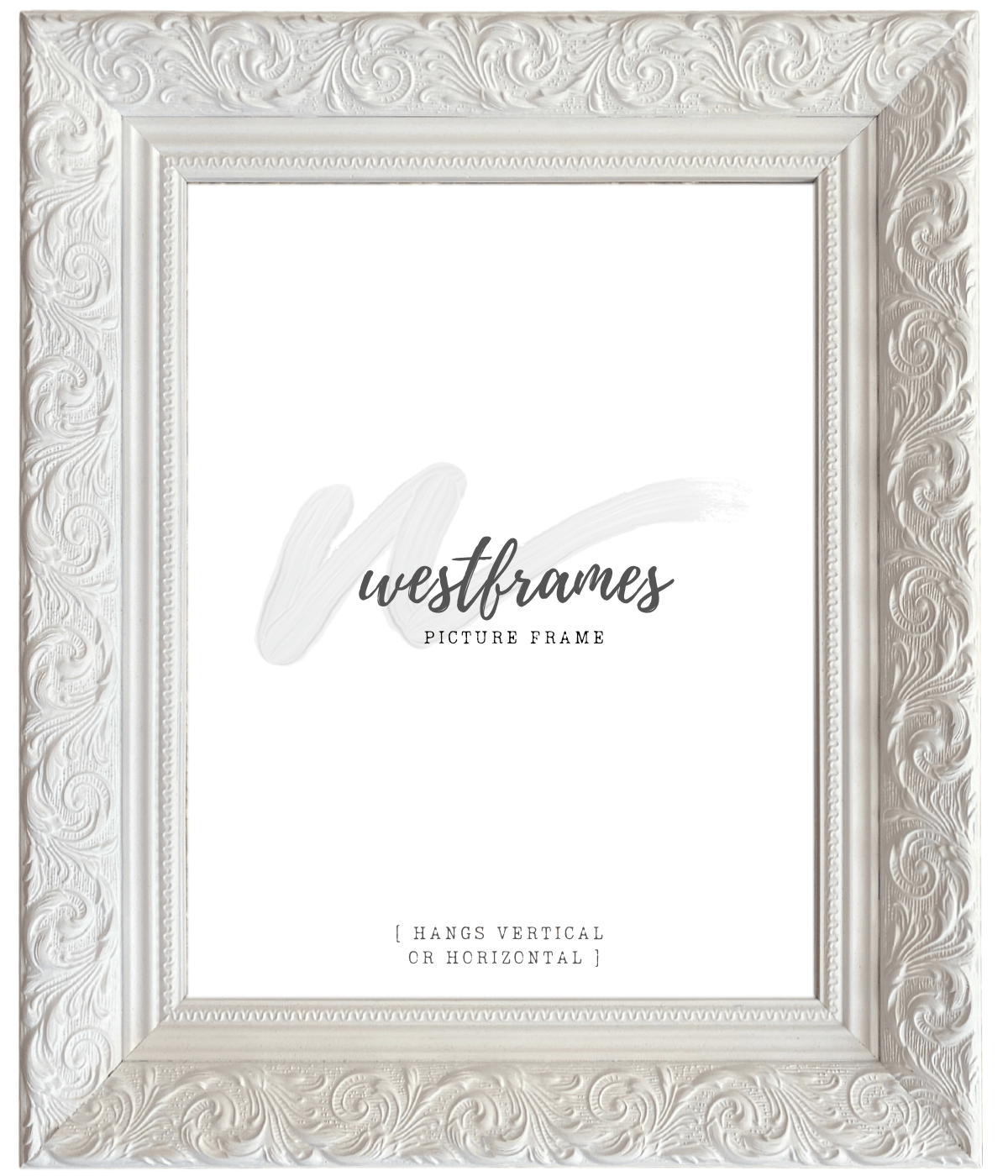 Bella French Ornate Embossed Wood Wall Picture Frame Shabby White 2.5" Wide - West Frames