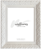 Bella French Ornate Embossed Wood Wall Picture Frame Shabby White 2.5" Wide - West Frames