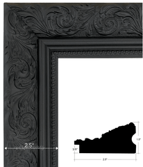 Bella French Ornate Embossed Wood Wall Picture Frame Vintage Black - West Frames