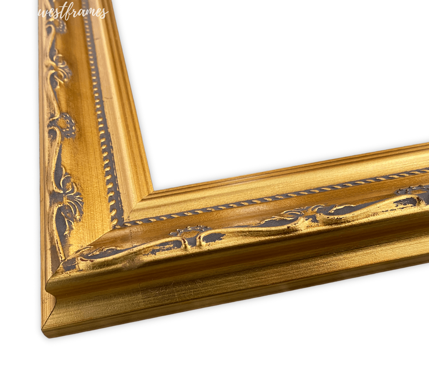 Camilla French Ornate Antique Gold Patina Finish Wood Picture Frame 2" Wide - West Frames