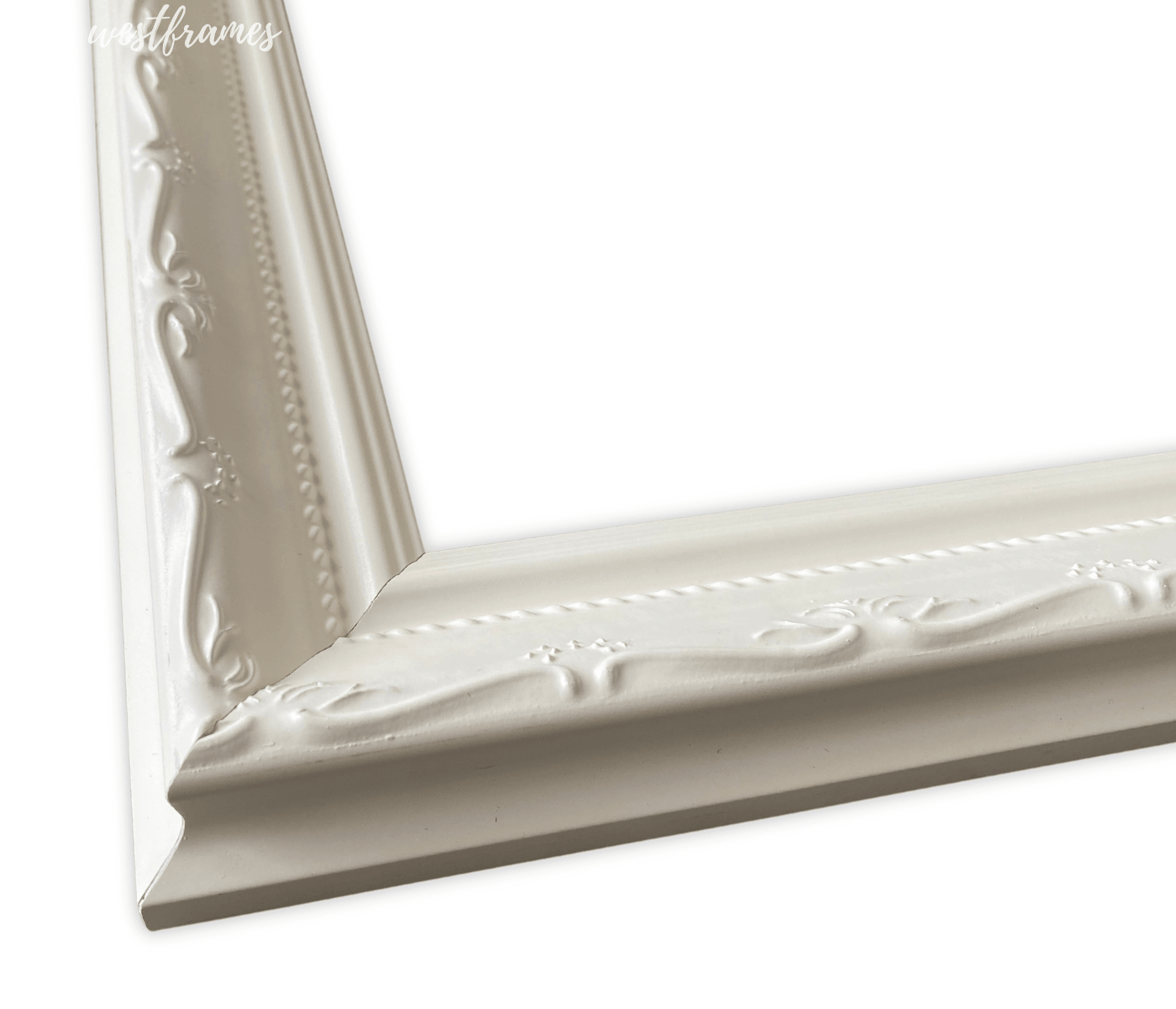 Camilla French Ornate Shabby White Wood Wall Picture Frame 2" Wide - West Frames
