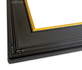 Classic Black Gold Wood Plein Air Gallery Closed Corner Picture Frame 3 1/8" Wide - West Frames
