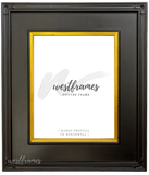 Classic Black Gold Wood Plein Air Gallery Closed Corner Picture Frame 3 1/8" Wide - West Frames