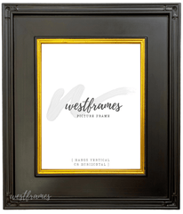 Classic Black Gold Wood Plein Air Gallery Closed Corner Picture Frame - West Frames