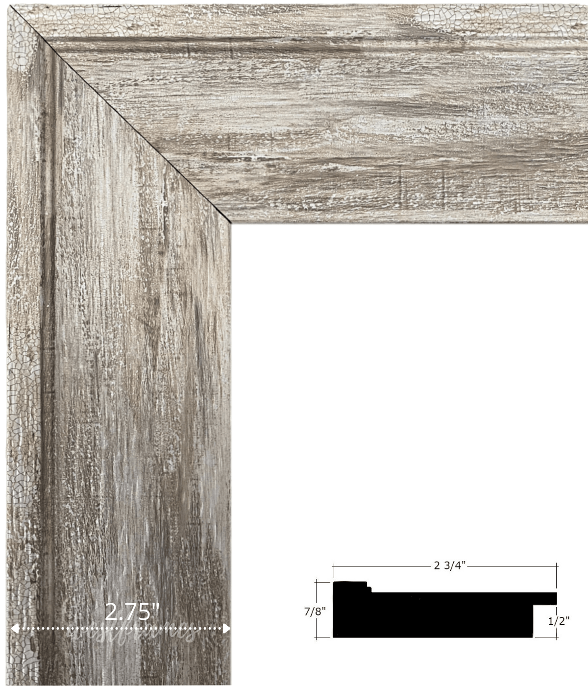 Cora Edge Farmhouse Distressed Natural Ivory Silver Metallic Picture Frame 2.75" - West Frames