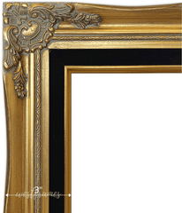 Daisy Antique Gold Leaf Wood French Baroque Picture Frame with Black Velveteen Liner - West Frames