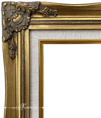 Daisy Antique Gold Leaf Wood French Baroque Picture Frame with Natural Linen Liner - West Frames