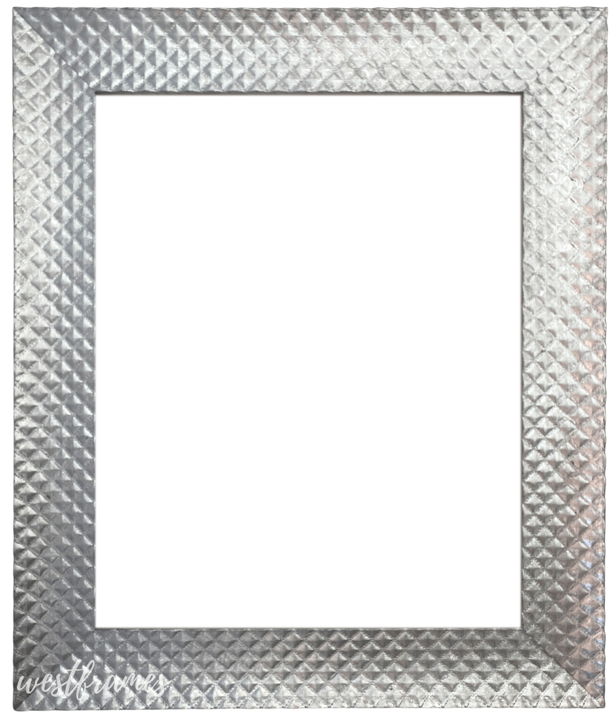 Diamond Pattern Wood Wall Picture Frame 2" Silver Finish - West Frames