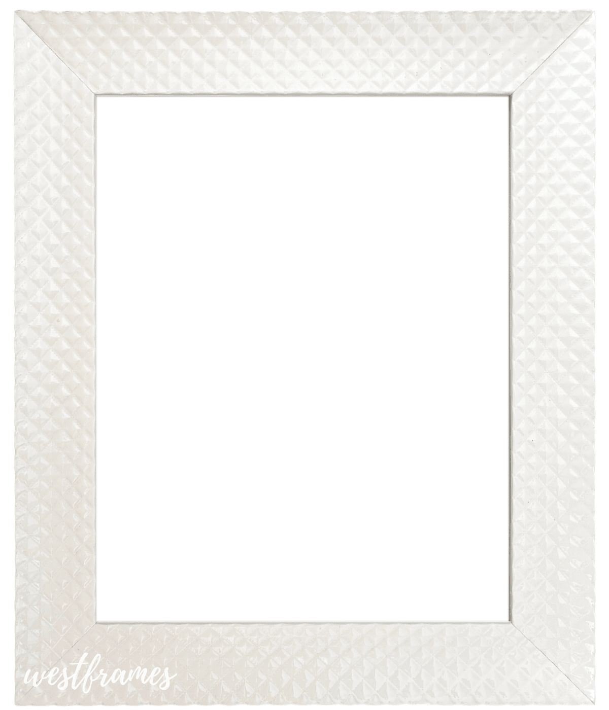 Diamond Pattern Wood Wall Picture Frame 2" White Finish - West Frames