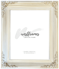 Duchess French Baroque Ornate Wood Picture Frame Antique Off-White Finish - West Frames