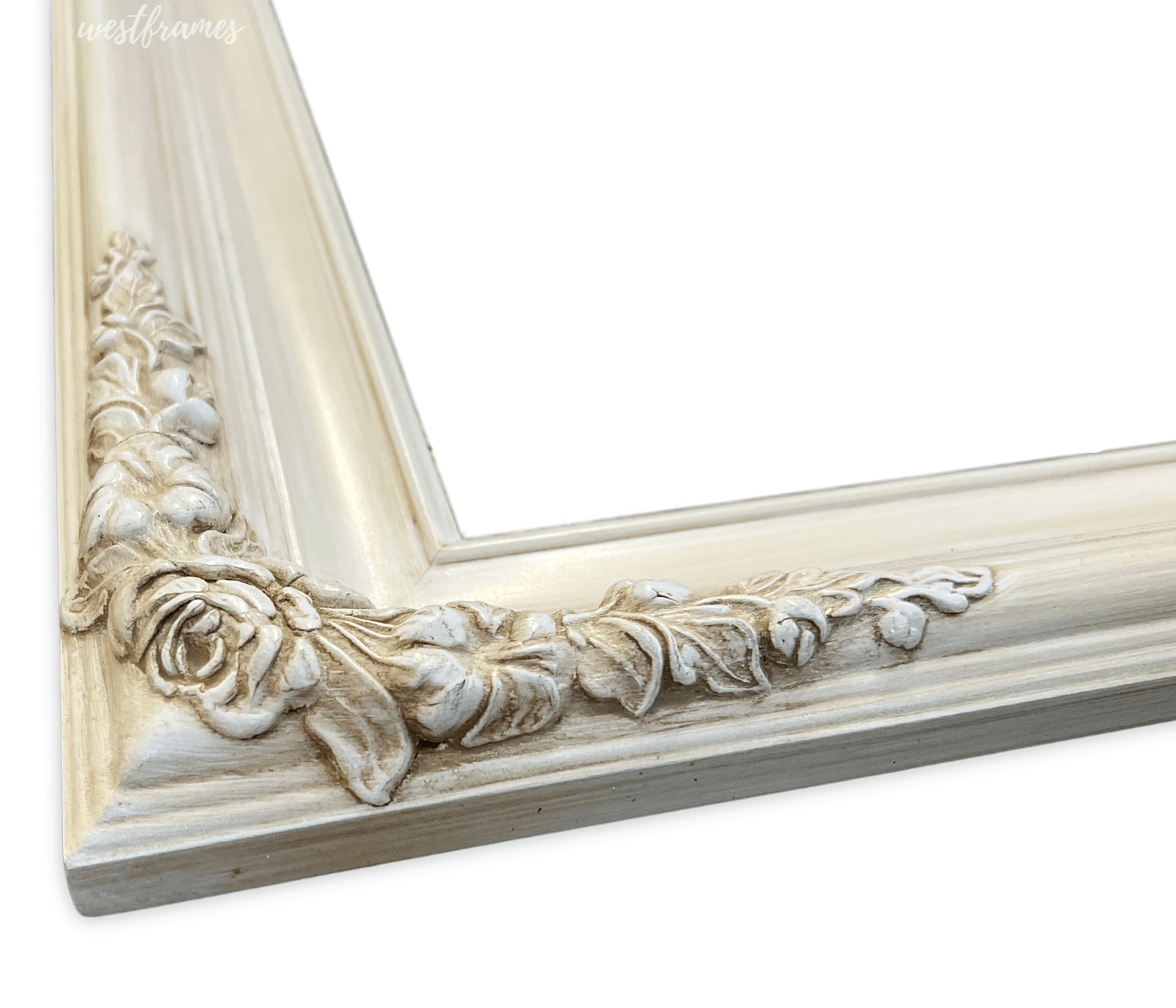 Duchess French Baroque Ornate Wood Picture Frame 3.25" Antique Off-White Finish - West Frames