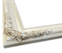 Duchess French Baroque Ornate Wood Picture Frame Antique Off-White Finish - West Frames