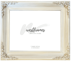 Duchess French Baroque Ornate Wood Picture Frame Antique Off-White Finish - West Frames
